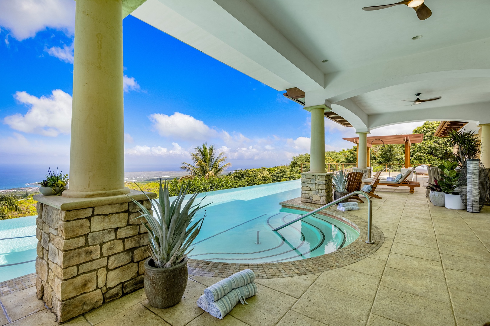 Kailua Kona Vacation Rentals, Kailua Kona Estate** - Take in the scenic views from the pool or sit under the covered lanai.