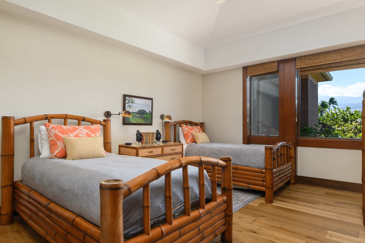 Kailua Kona Vacation Rentals, Fairways Villa 120A - Drift off in this charming twin bedroom where warm bamboo beds and tropical breezes create your perfect island escape.
