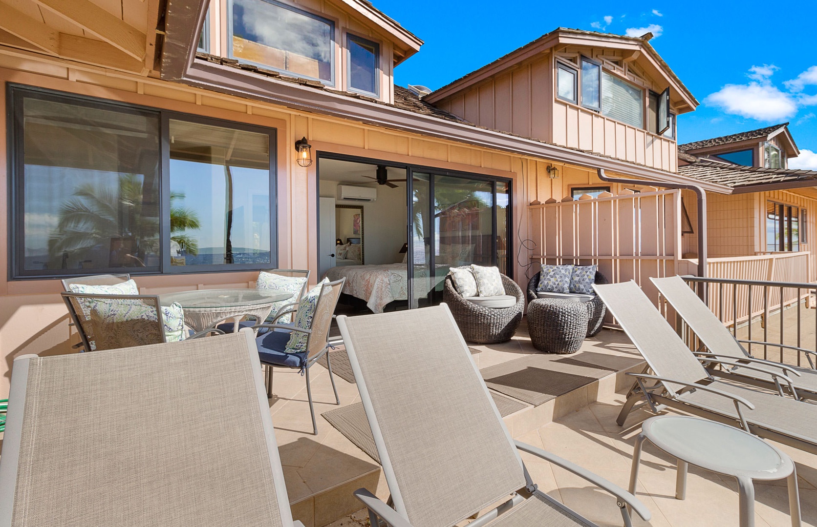 Lahaina Vacation Rentals, Puamana 240-3 - Lounge in style on the outdoor patio with comfortable seating and stunning views.