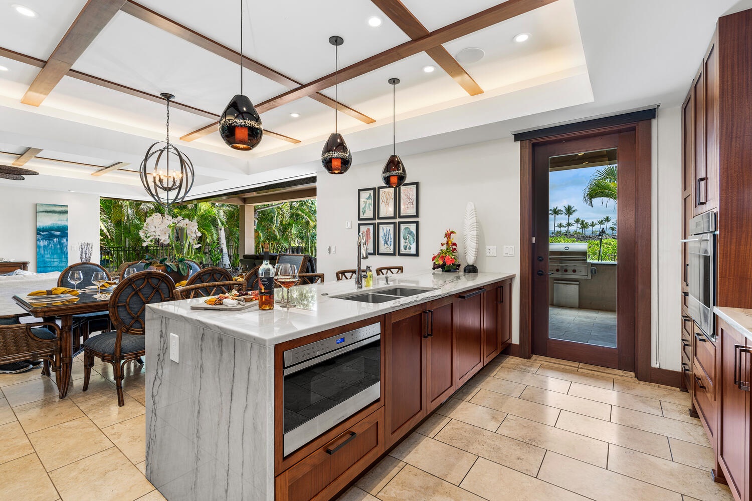 Kamuela Vacation Rentals, Laule'a Ohana Retreat - Entry to your chef’s kitchen with easy access to outdoor dining and BBQ at Laule'a #13.