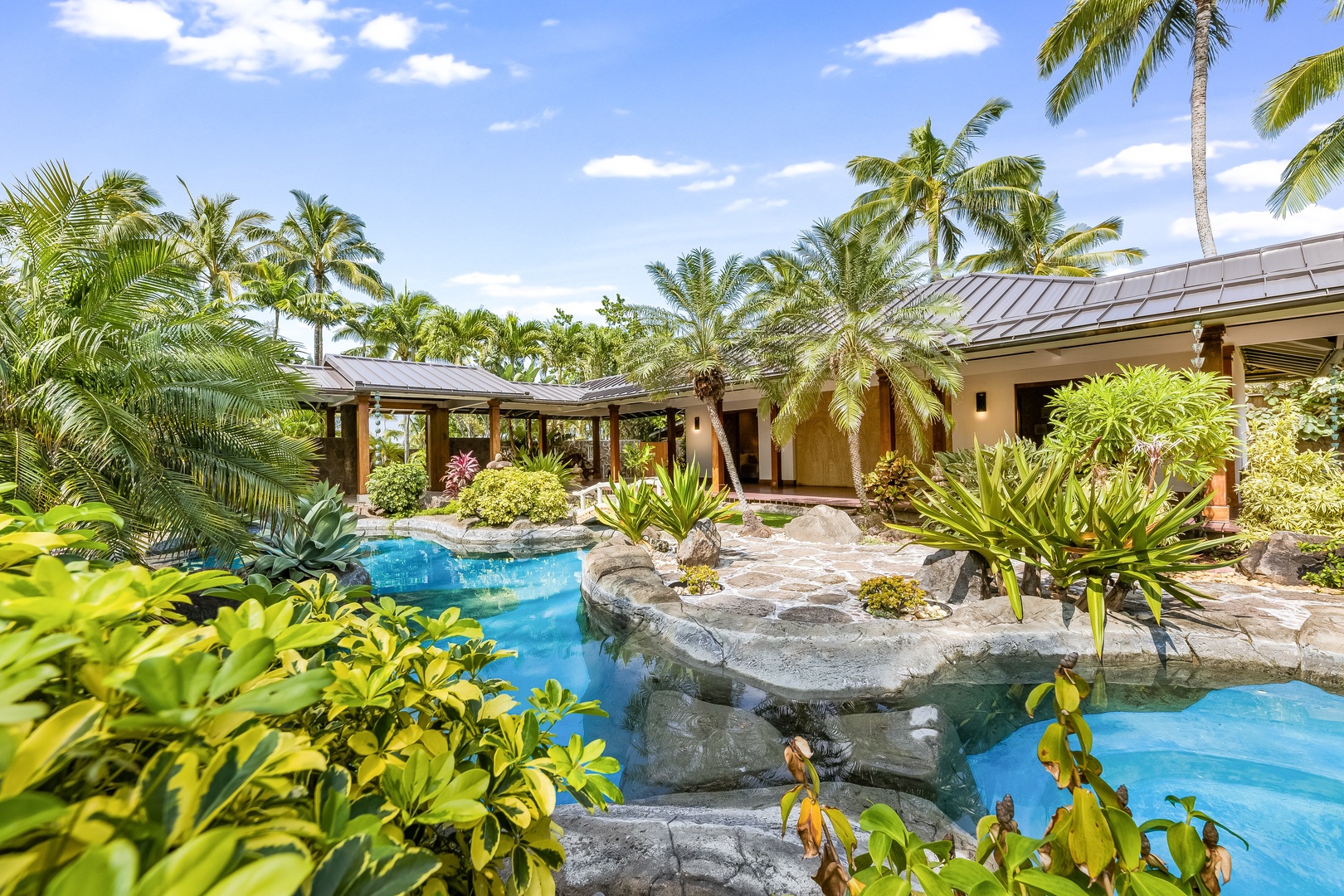 Kailua Vacation Rentals, Castle Point Estate - Relax poolside beside the pool and cascading spa waterfall, framed by panoramic ocean views.
