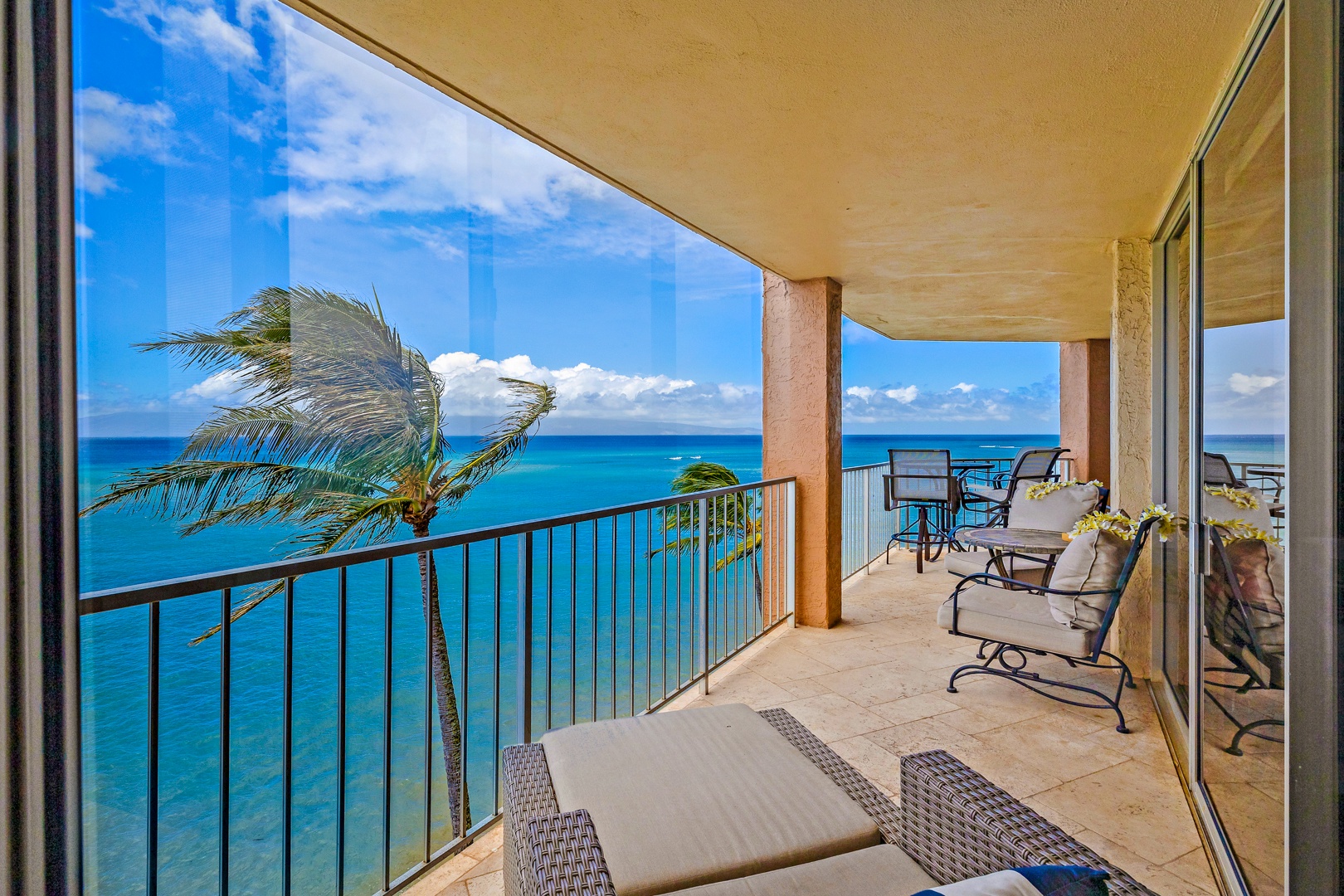 Lahaina Vacation Rentals, Royal Kahana 610 - The spacious lanai offers stunning ocean views, perfect for lounging or dining outdoors.