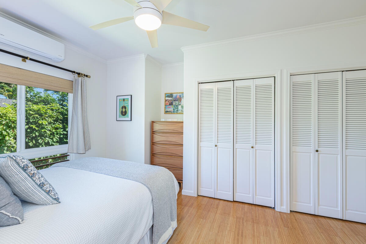 Princeville Vacation Rentals, Hale Cassia - Cozy queen bedroom with ample closet space  and A/C