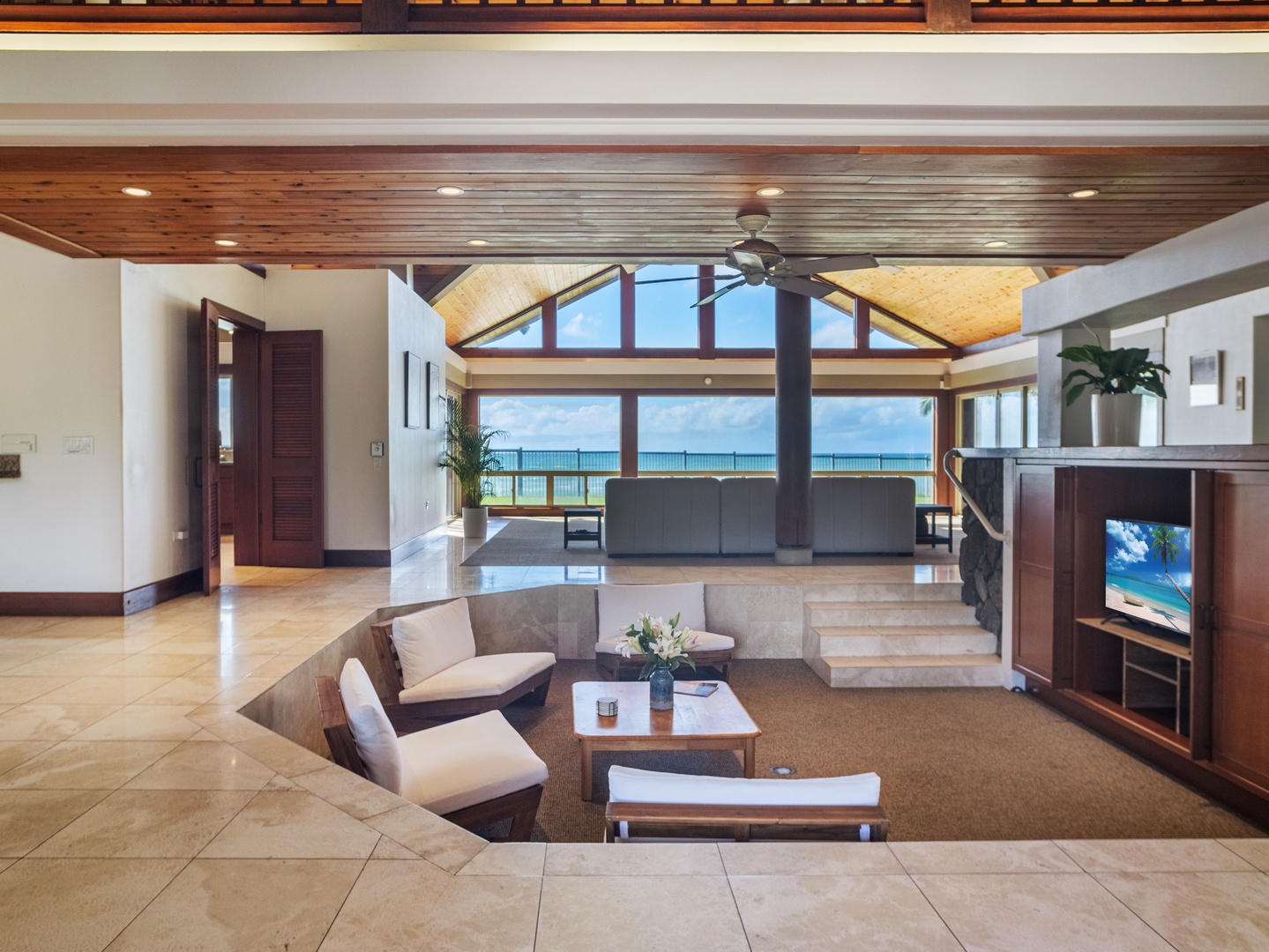 Waianae Vacation Rentals, Konishiki Beachhouse - Dual living spaces with ocean view, perfect for relaxation and socializing.