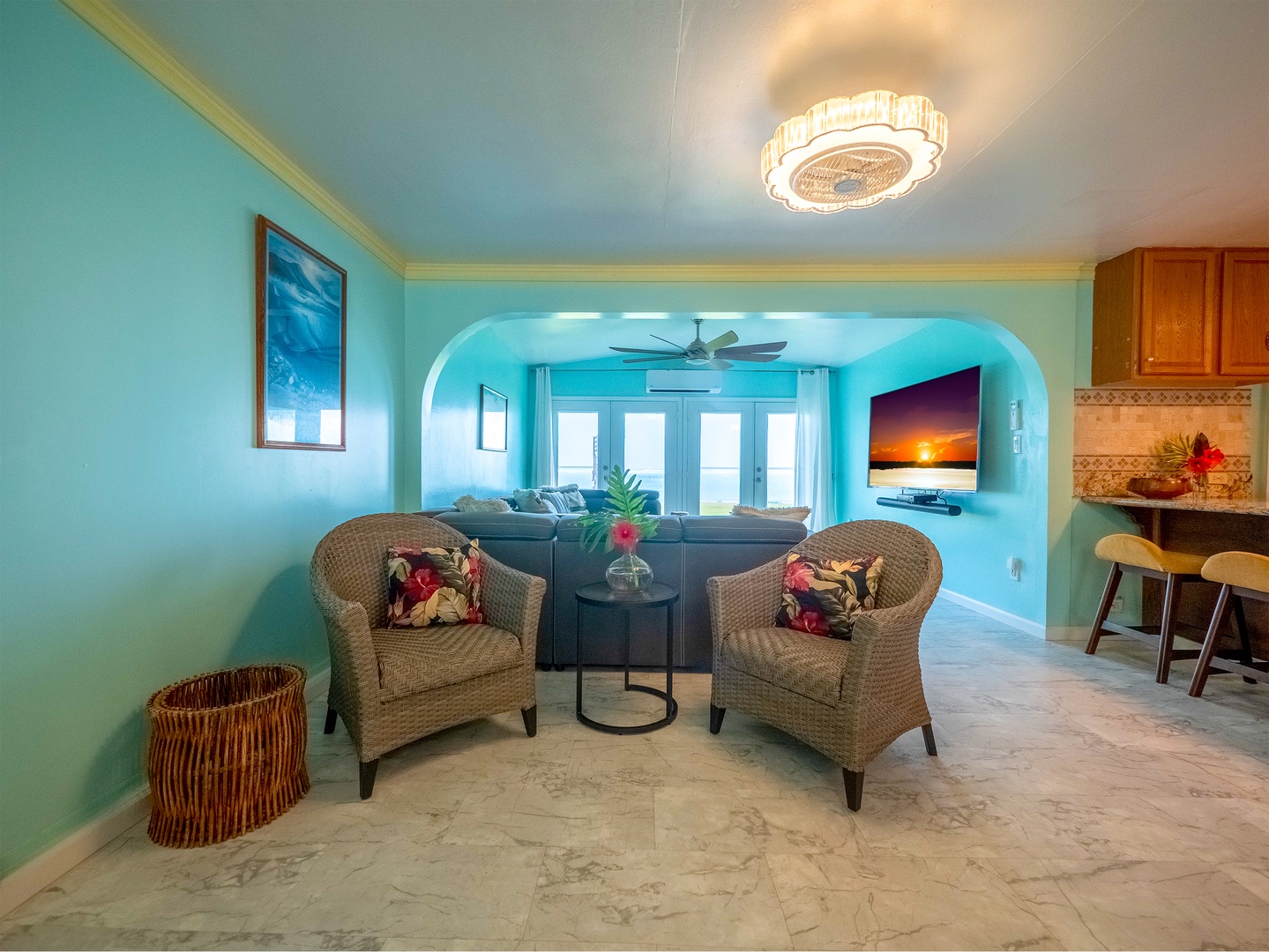 Hauula Vacation Rentals, Paradise Reef Retreat - Whether working in the office nook, challenging someone at the card table, or sinking into a movie, luxury and versatility await.