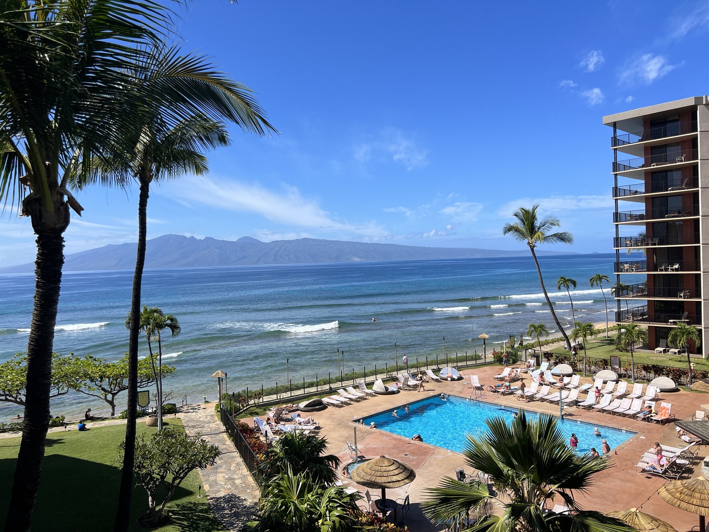 Lahaina Vacation Rentals, Kaanapali Shores 702 - Enjoy stunning ocean views while lounging by the pool.