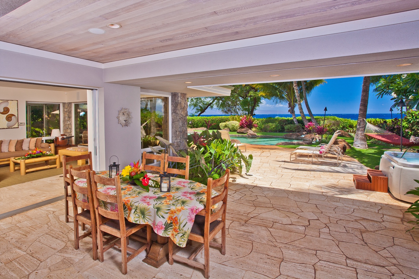 Kaanapali Vacation Rentals, Sea Shells Beach House on Ka`anapali Beach* - Sea Shells Beach House - Covered Outdoor Casual Dining and BBQ Area