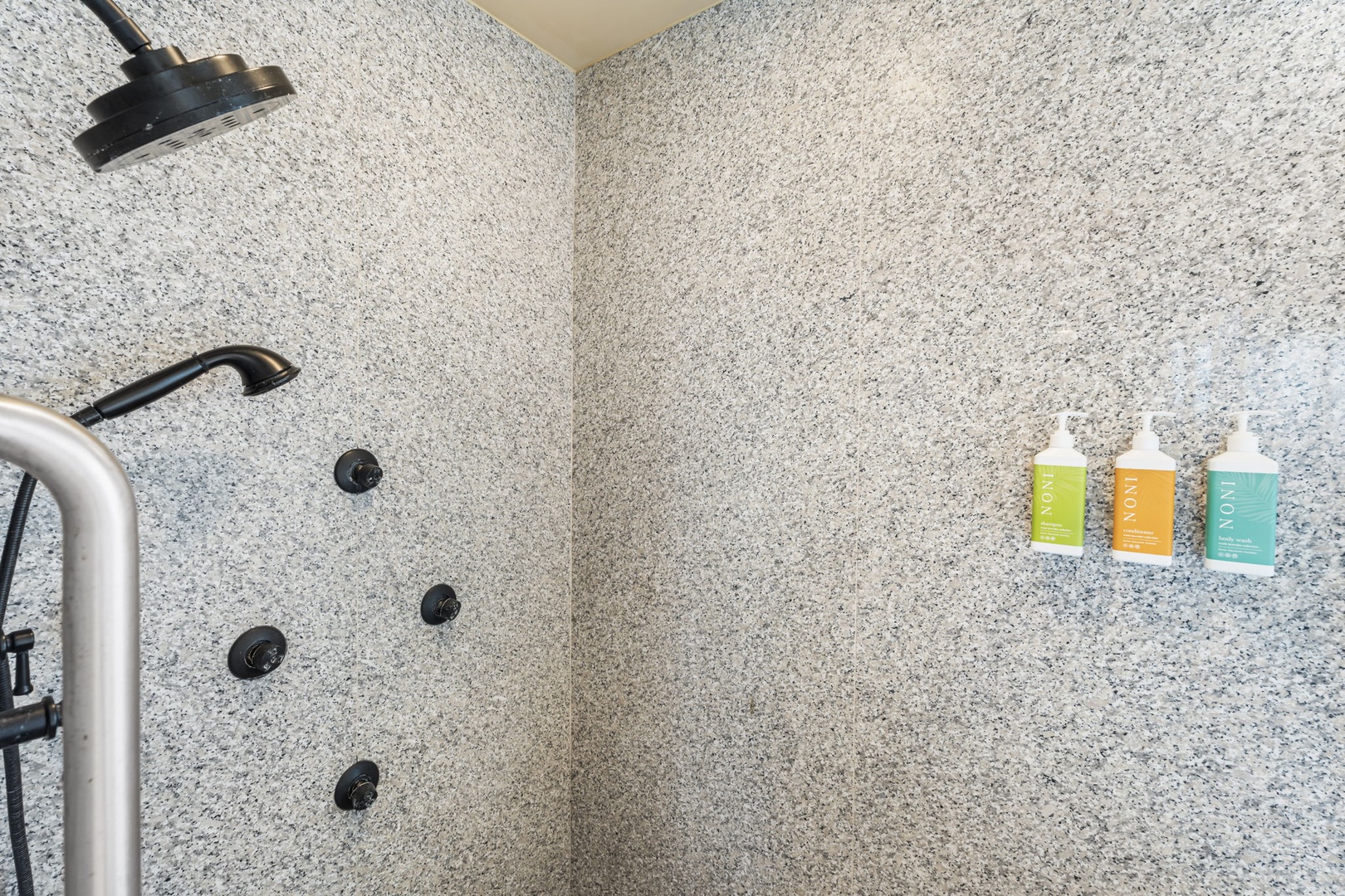 Kailua Kona Vacation Rentals, Hale Nai'a - Indulge in your private spa-like shower with luxurious rainfall head, body jets, and premium amenities for the ultimate relaxation experience.