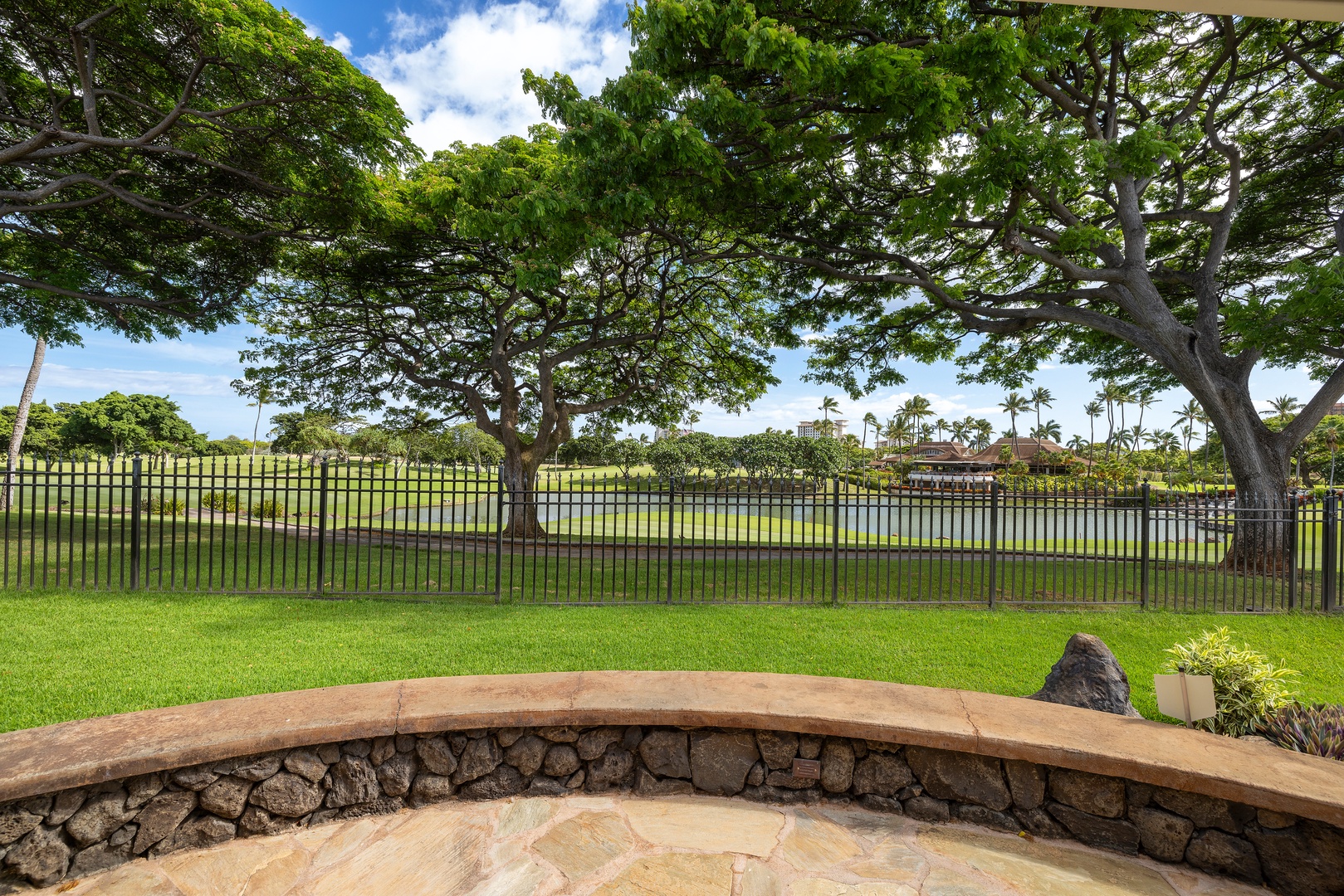 A backyard view of the golf course.