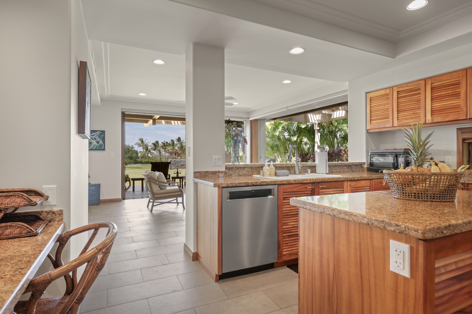Kailua Kona Vacation Rentals, 3BD Golf Villa (3101) at Four Seasons Resort at Hualalai - Meal prep is a breeze in the fully-equipped kitchen with stainless steel appliances.