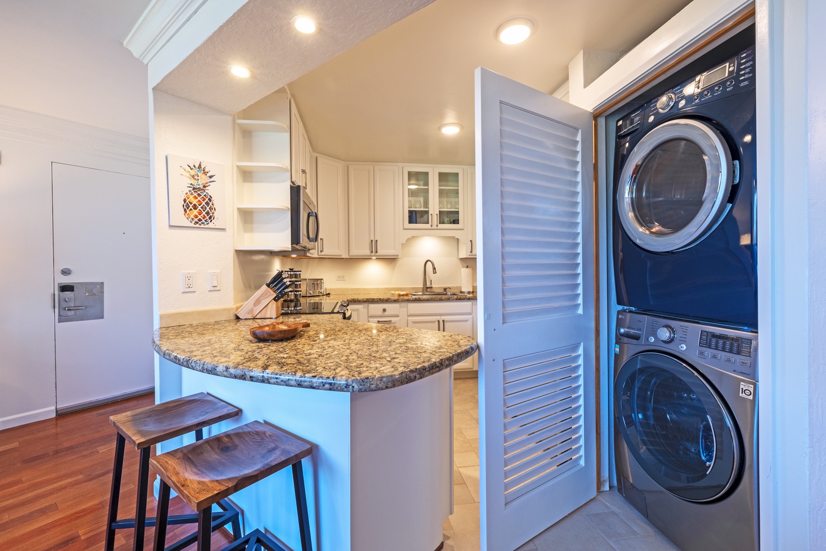 Lahaina Vacation Rentals, Kaanapali Shores 213 - The unit includes a convenient washer and dryer, allowing you to keep up with laundry while enjoying the spacious kitchen area