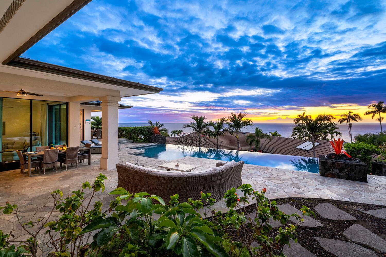 Kailua Kona Vacation Rentals, Blue Hawaii - Sleek lap pool with a stunning ocean view, perfect for refreshing swims or leisurely laps under the clear blue sky.