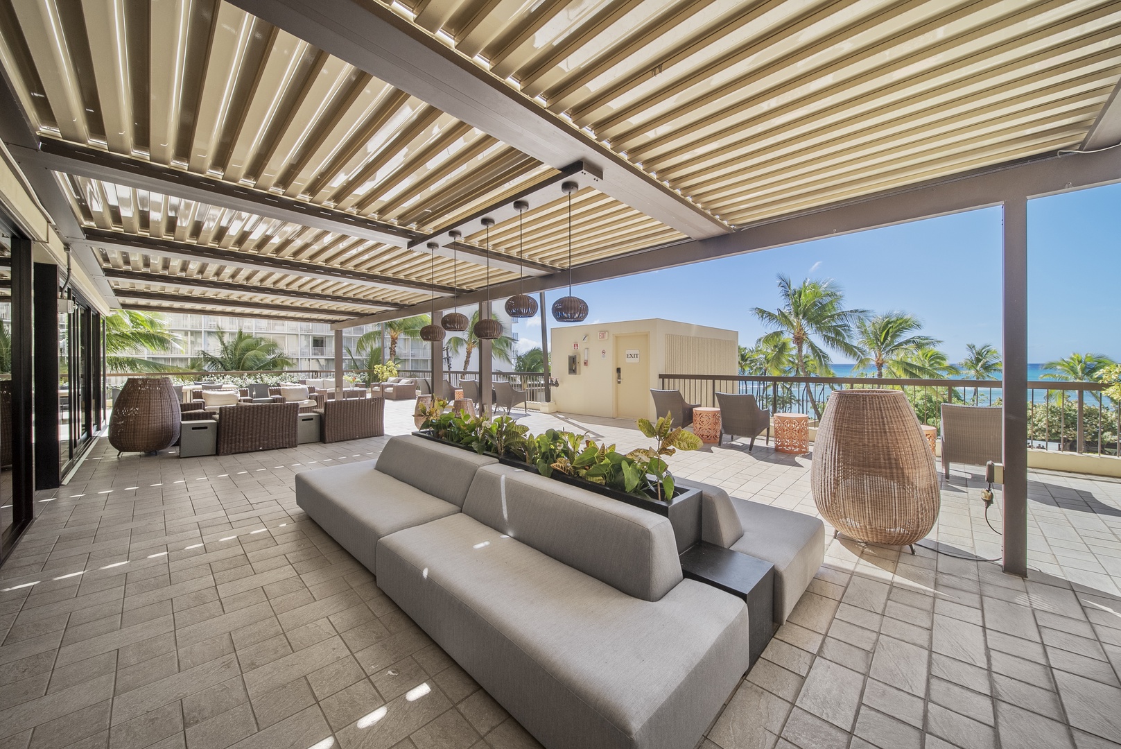 Honolulu Vacation Rentals, Aston Waikiki Beach Tower 602 - Modern outdoor seating areas make for a seamless indoor-outdoor living experience.