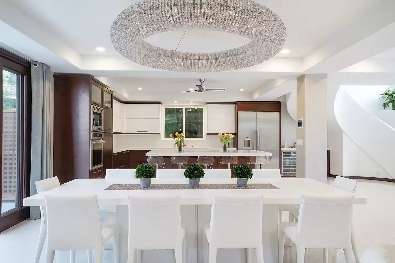 Honolulu Vacation Rentals, Diamond Head Beachfront Estate 9BR - Bar seating wraps the island, keeping the cook in the conversation.