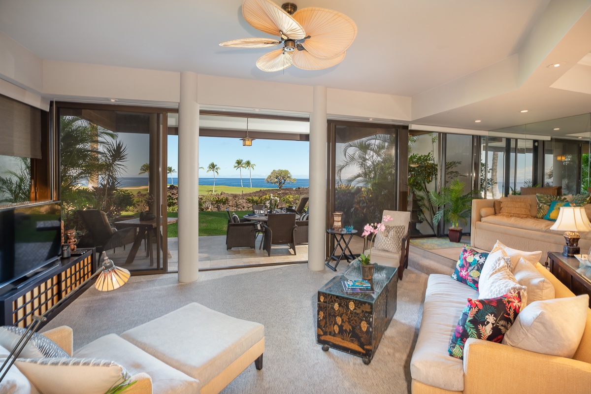 Kamuela Vacation Rentals, Mauna Lani Point B105 - Uninterrupted panoramic ocean views and unique Indonesian and Hawaiian-inspired decor throughout