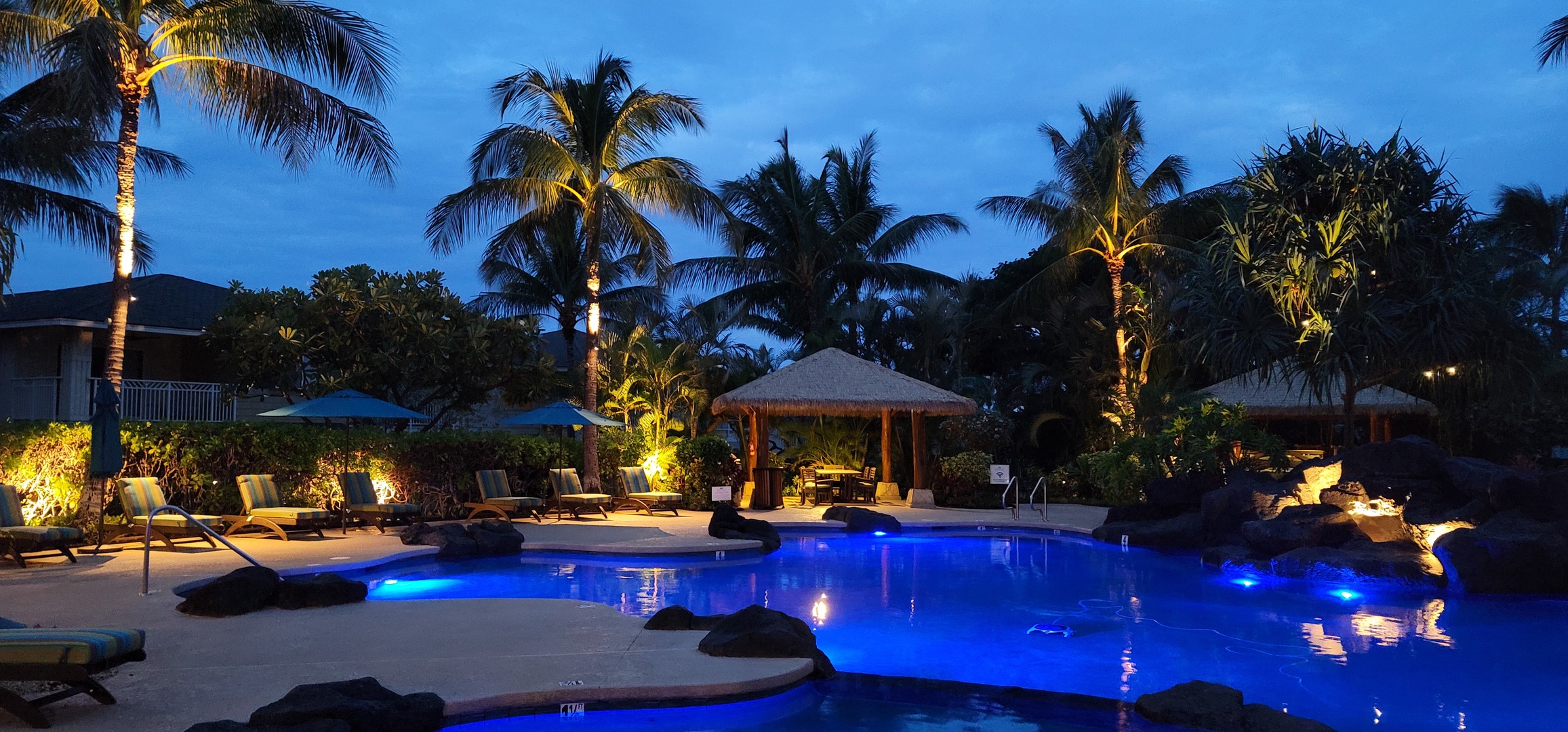 Kapolei Vacation Rentals, Ko Olina Kai 1105F - Pool lights at night.