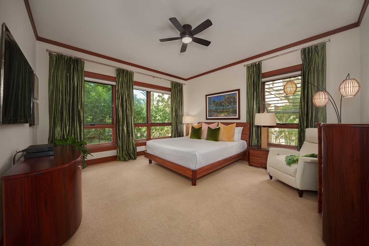 Kapalua Vacation Rentals, Ocean Dreams Villa 2203 at Montage Kapalua Bay* - Second Master Bedroom with Walk-in Closet, Large Flat Screen HD TV, CD/DVD, iPod dock and Reading Chair