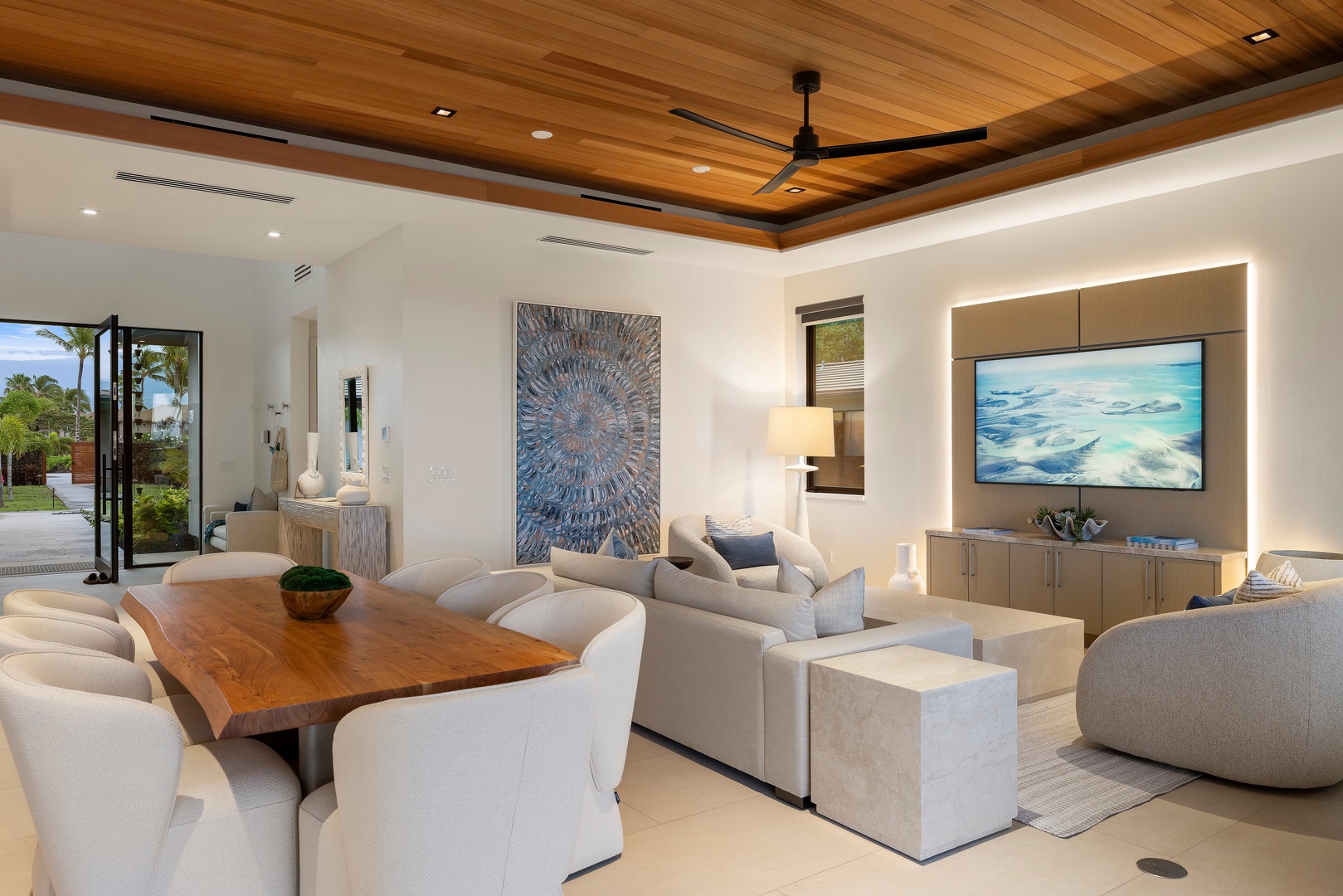 Kamuela Vacation Rentals, 6BD Mauna Lani Lux Golf Estate (6) at One Ocean - Whether catching up after a beach day or unwinding before dinner, this inviting lounge was designed for connection.