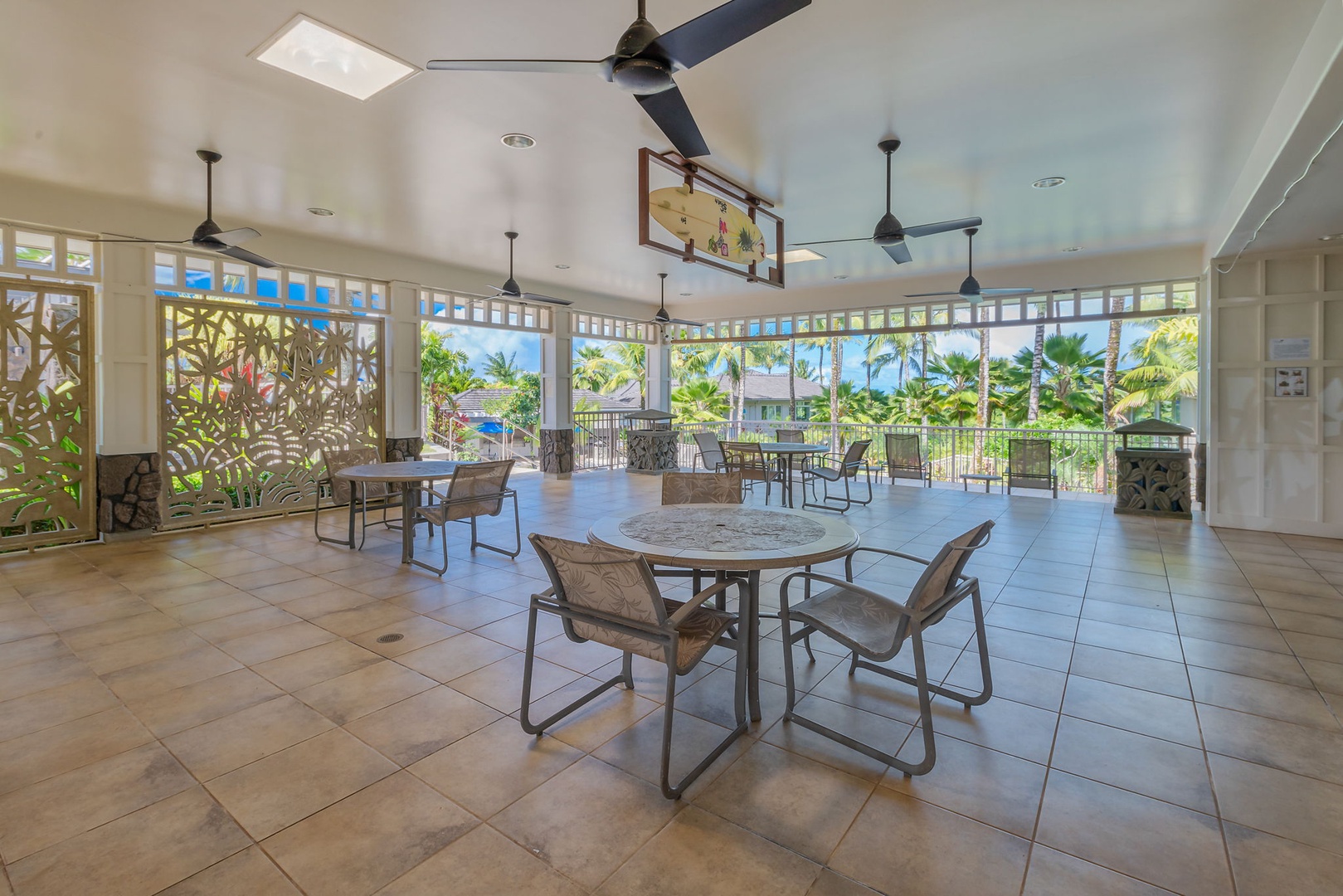 Princeville Vacation Rentals, Kaiulani #8 - Spread out at pavilion tables that open to the gardens on three sides.