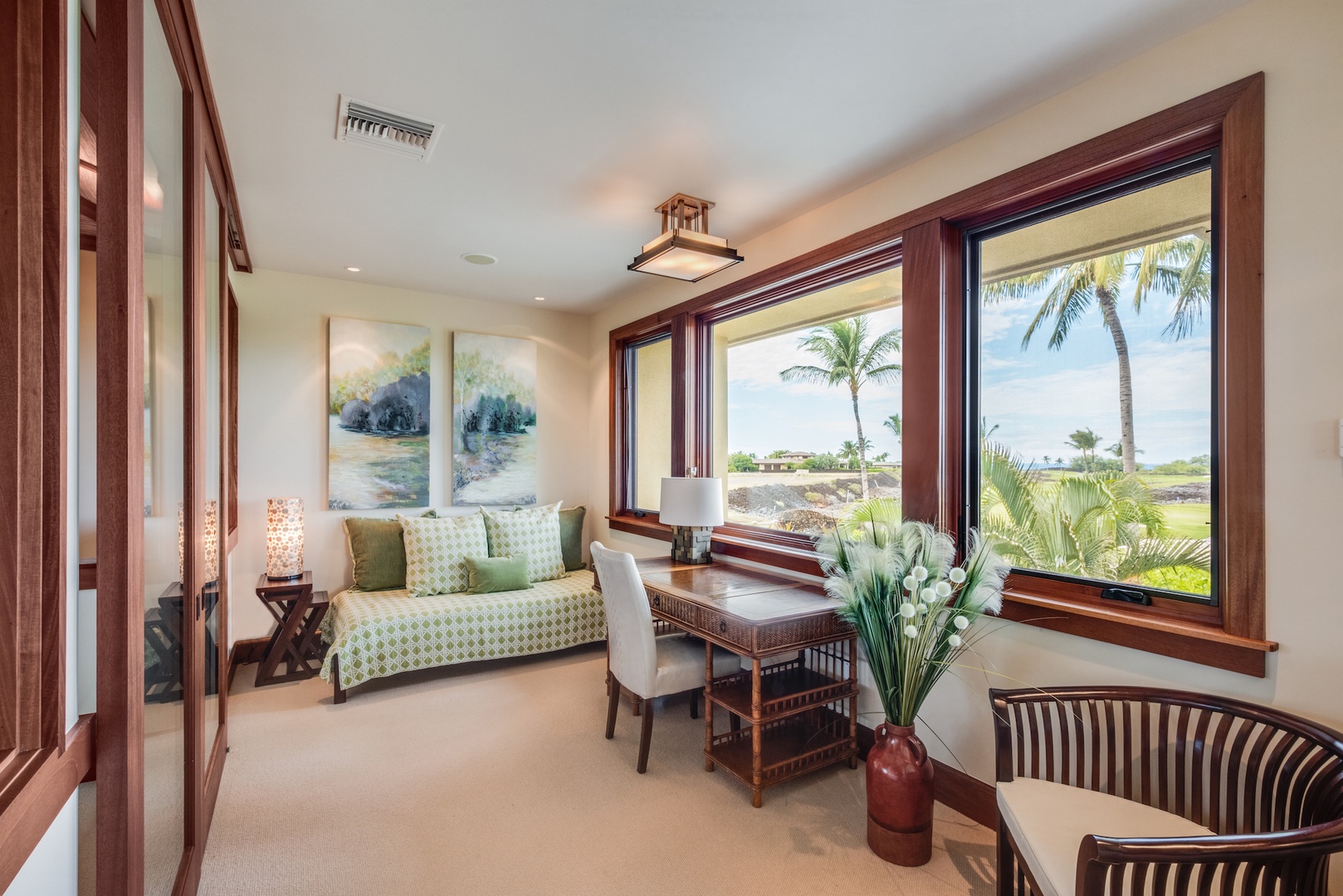 Kamuela Vacation Rentals, 3BD OneOcean (1C) at Mauna Lani Resort - Office Space w/ Twin Daybed and Expansive Golf Course View Attached to Upstairs Primary Bedroom