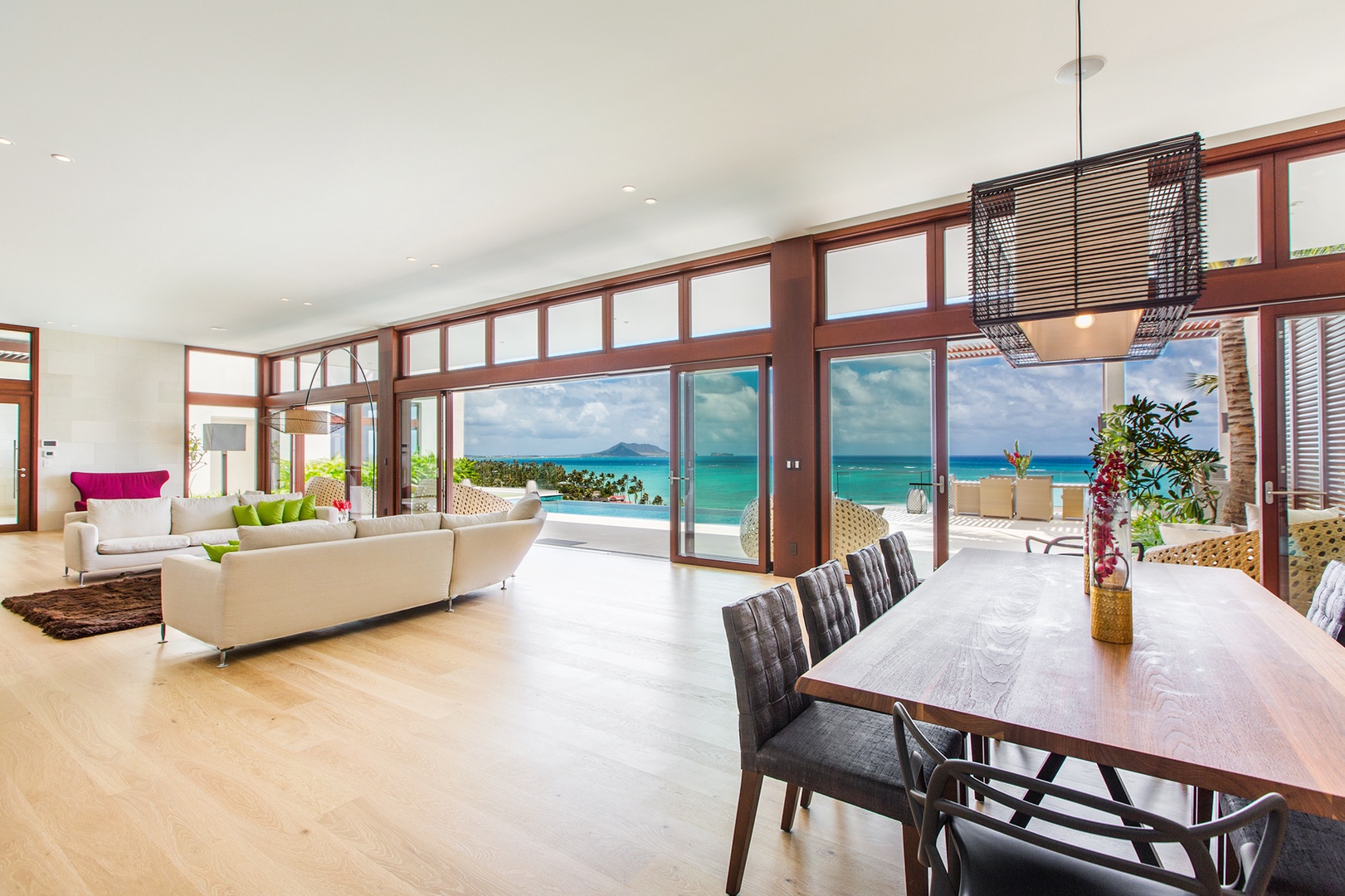 Kailua Vacation Rentals, Lanikai Hillside Estate - Dining Table and Living Room