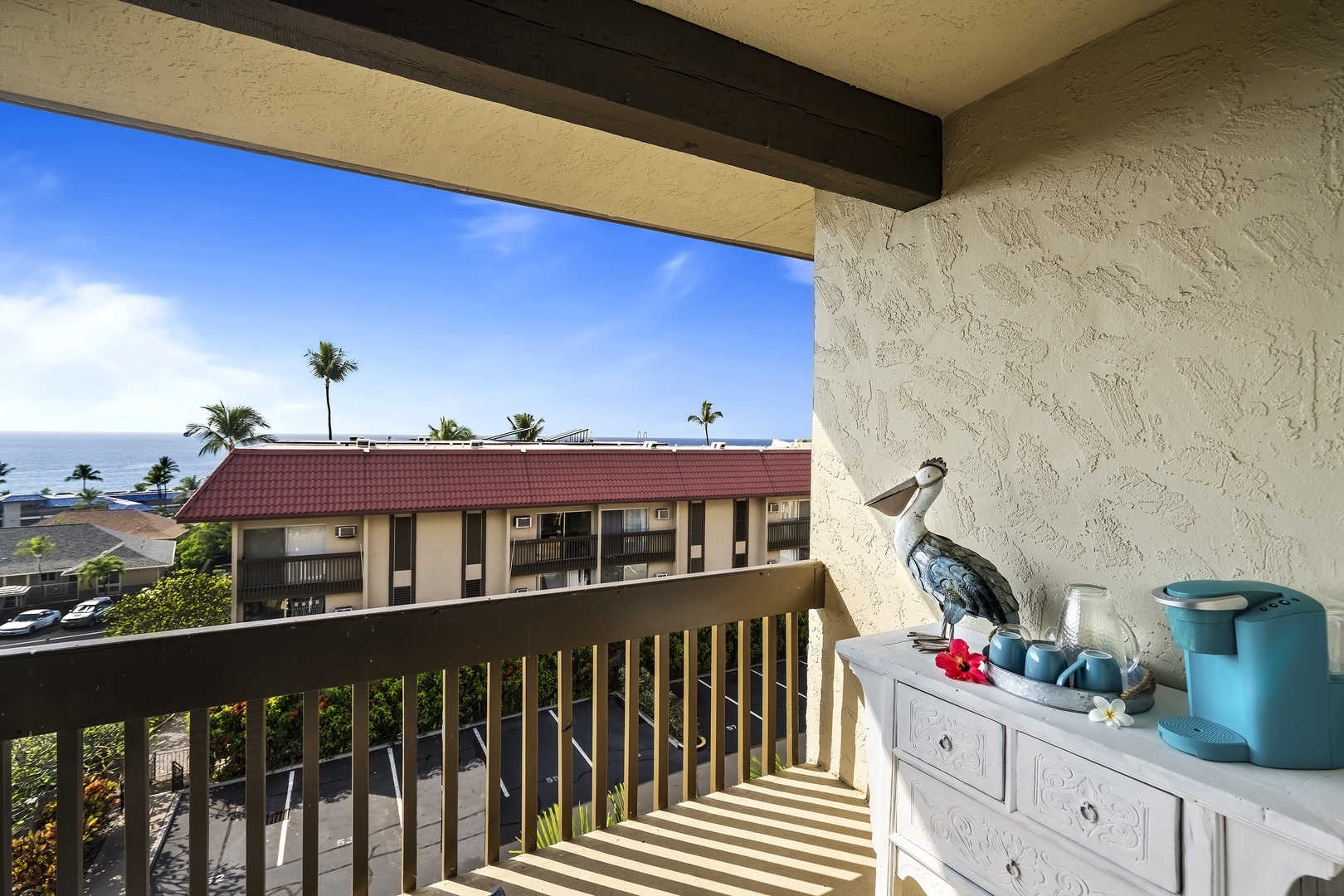 Kailua-Kona Vacation Rentals, Kona Mansions D231 - Coffee bar on the Primary bedroom Lanai!