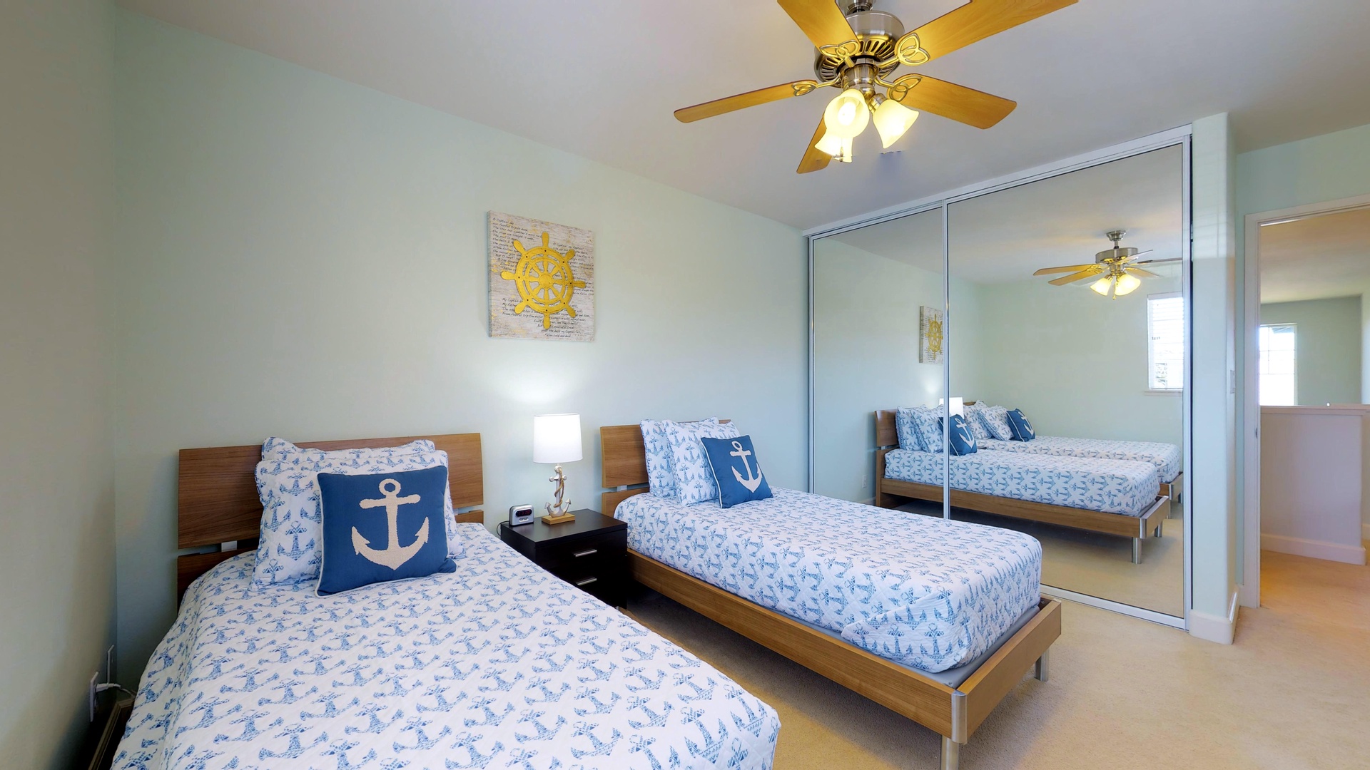 Kapolei Vacation Rentals, Ko Olina Kai 1035D - The third guest bedroom upstairs with twin beds and a TV.