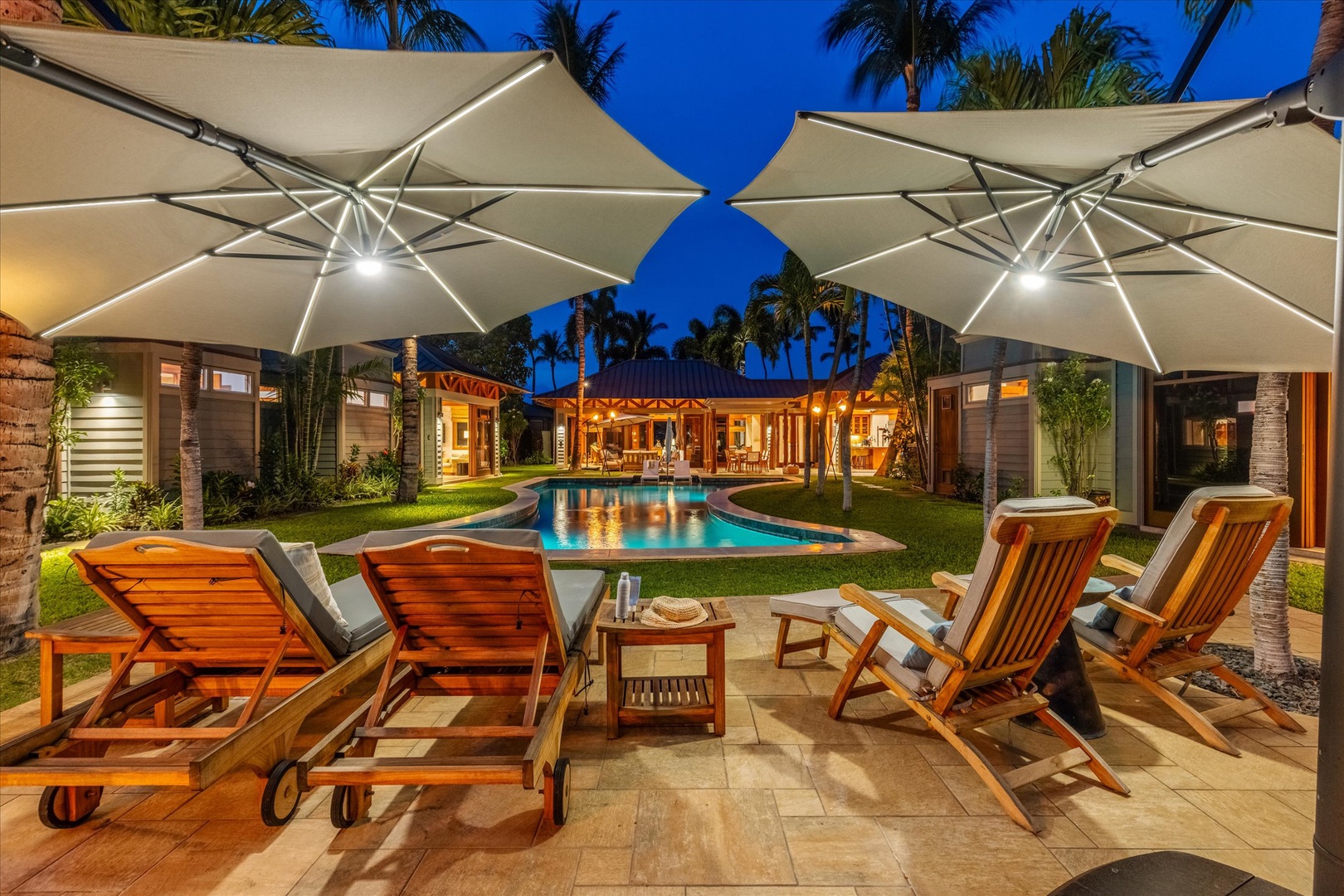 Kamuela Vacation Rentals, 3BD Na Hale 3 at Pauoa Beach Club at Mauna Lani Resort - Settle into a shaded lounger poolside and let the day drift into night.