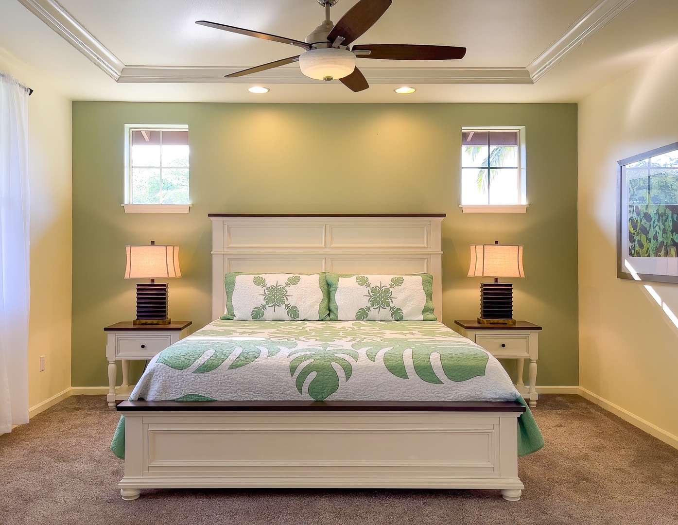 Kamuela Vacation Rentals, Mauna Lani Fairways #204 - High ceilings, natural light, and elegant design make this primary suite the perfect setting for restful island nights.