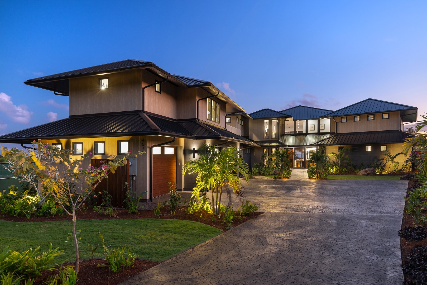 Koloa Vacation Rentals, Hale o ka Nene - Arrive in style at your luxury estate, illuminated for a grand and welcoming first impression.