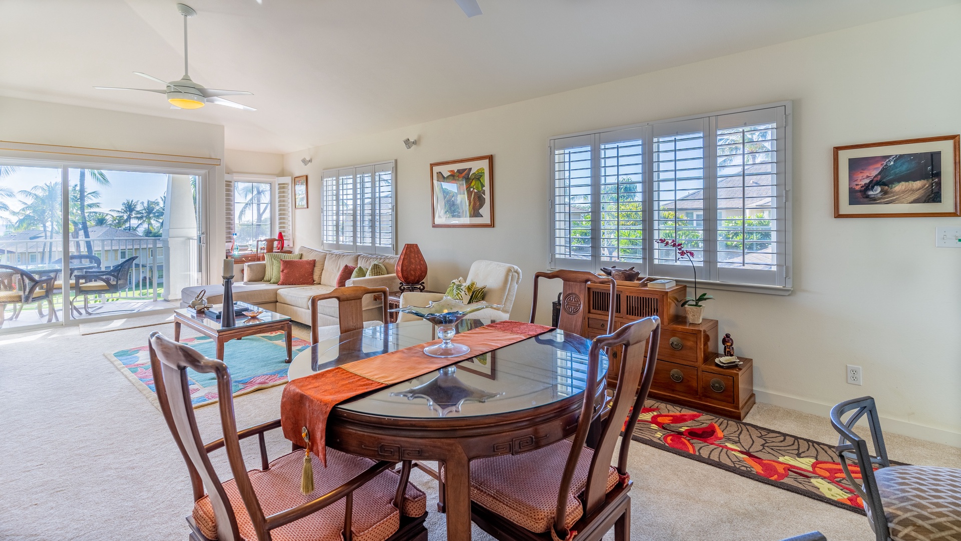 Kapolei Vacation Rentals, Kai Lani 16C - Expansive space includes the kitchen, living and dining areas.