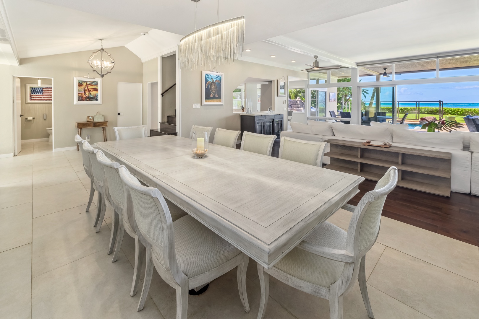 Honolulu Vacation Rentals, Nanea Kai Villa - Elegant dining room with seating for ten, perfect for large gatherings and a bright, open design.