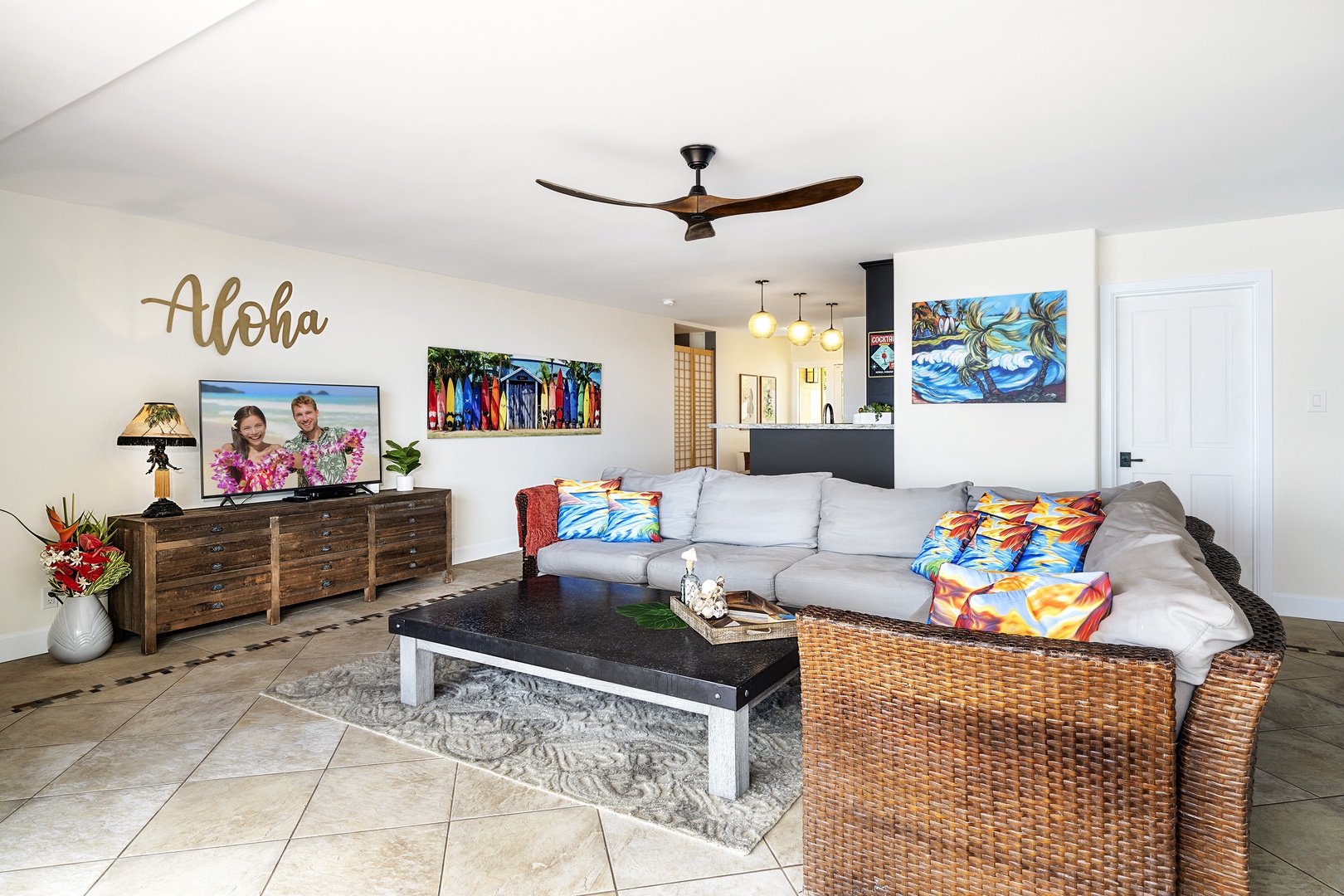Kailua Kona Vacation Rentals, Hale Pua - Living room seating and Smart TV