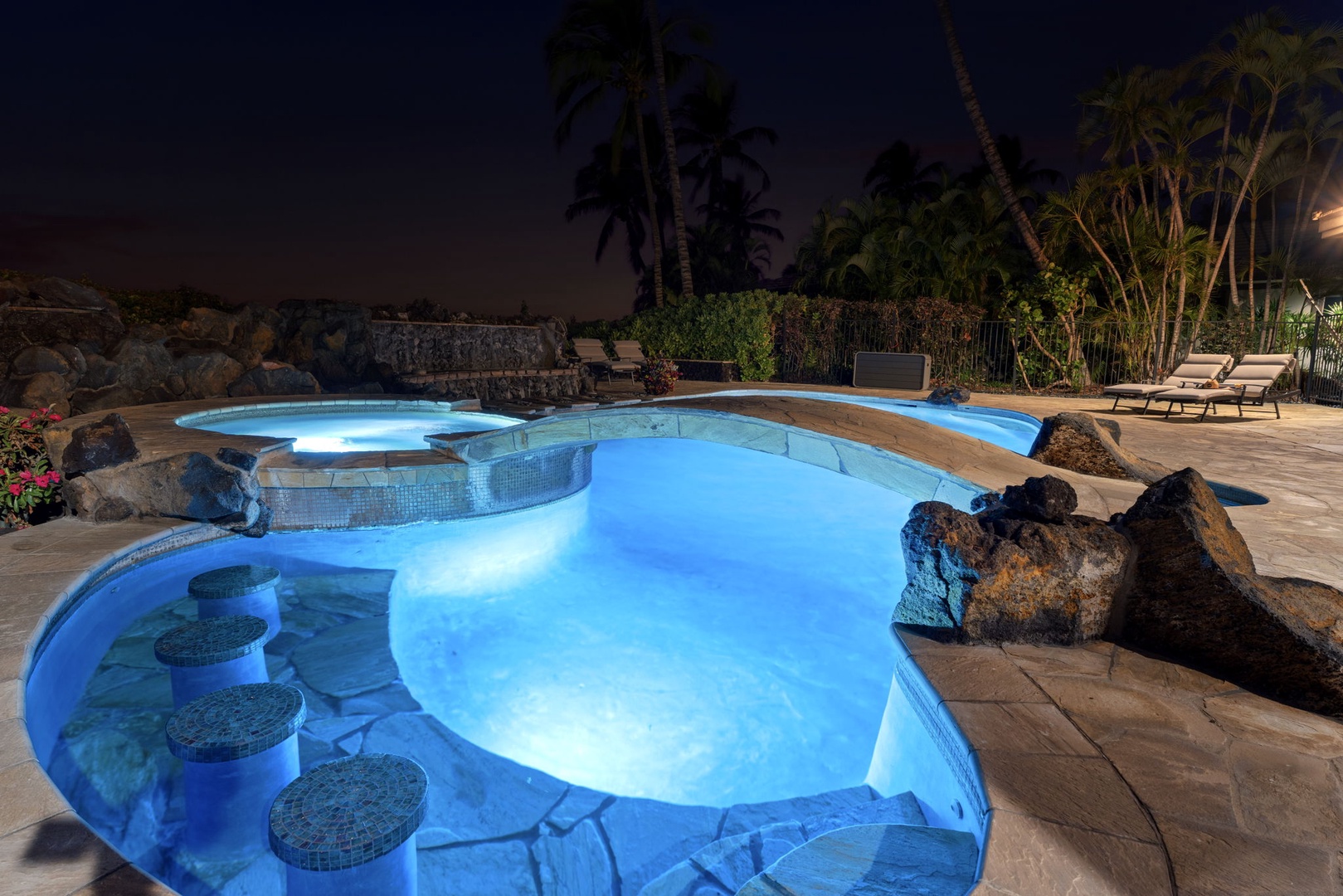 Kamuela Vacation Rentals, Hale Konane - Enjoy a moonlit dip or sip cocktails at the illuminated pool bar—resort luxury at its finest.