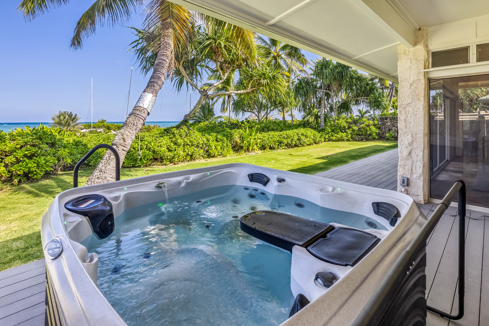 Kailua Vacation Rentals, Na Makana Villa - The private hot tub is on the main lanai and directly accessible from the Primary Bedroom