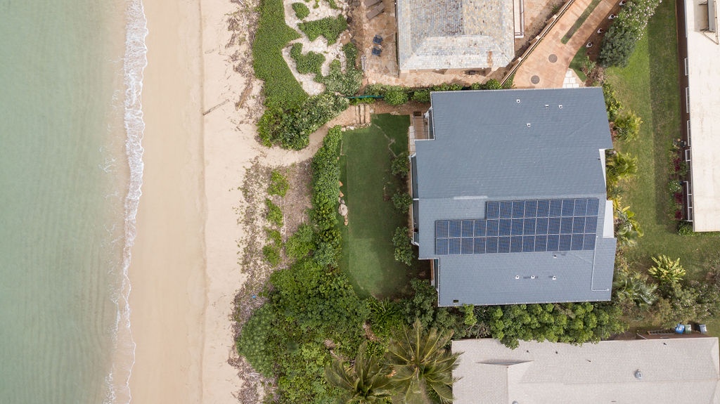 Waialua Vacation Rentals, Sea of Glass* - Aerial shot of property fronting the beach