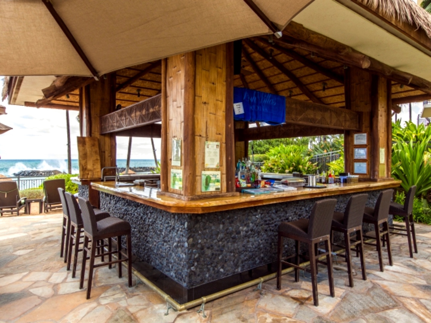 Kapolei Vacation Rentals, Ko Olina Beach Villas O305 - The beach bar cabana by the sea.