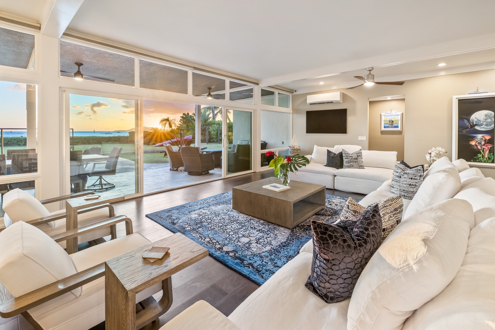 Honolulu Vacation Rentals, Nanea Kai Villa - Enjoy the sunset views from the living room.