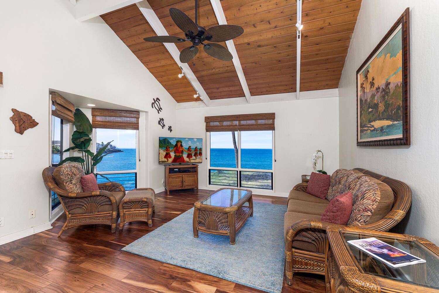 Kailua Kona Vacation Rentals, Kanaloa at Kona 3304 - Bright, breezy living area with vaulted ceilings and stunning Pacific panoramas.