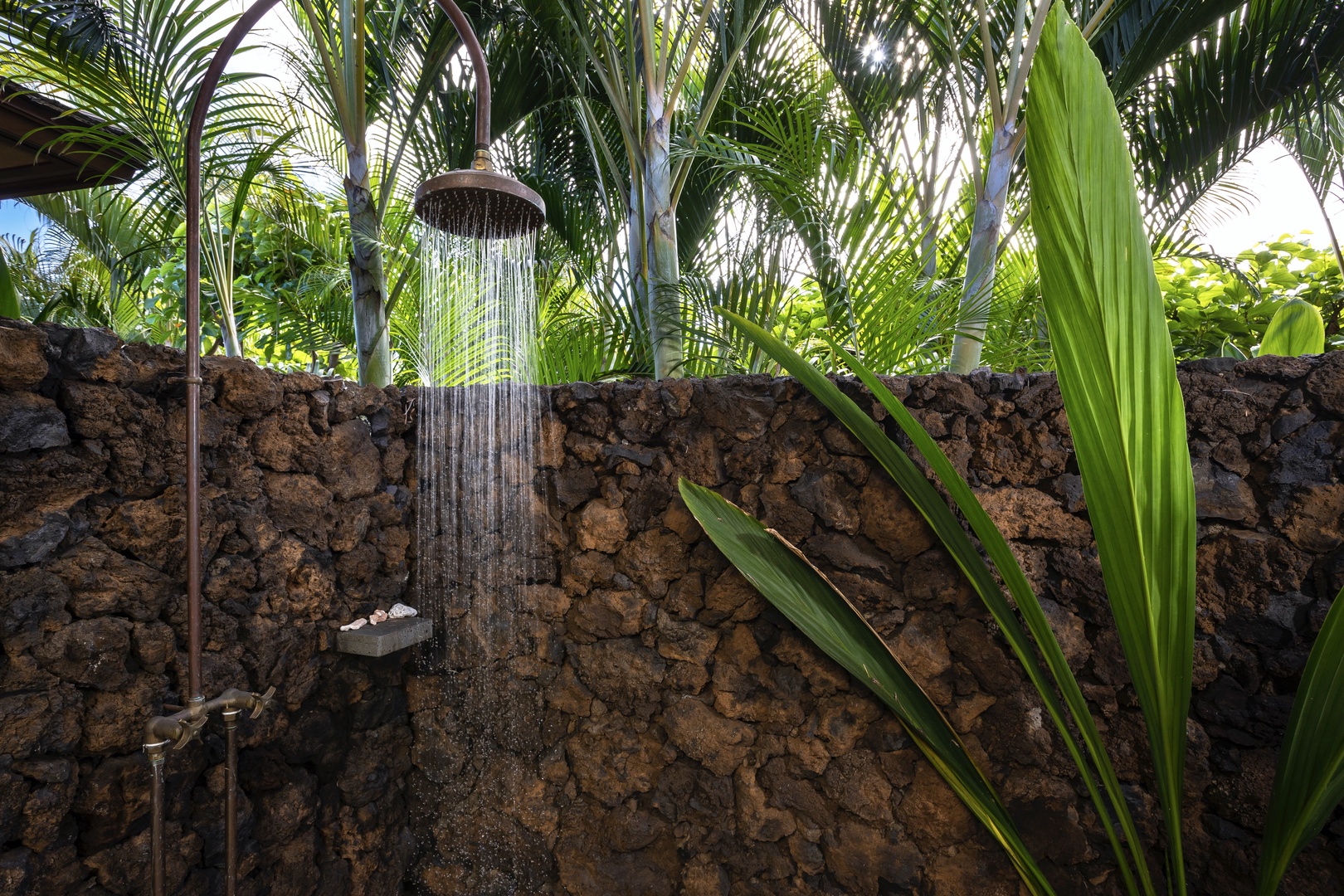 Kailua Kona Vacation Rentals, 4BD Kulanakauhale (3558) Estate Home at Four Seasons Resort at Hualalai - Closer view of guest bedroom three’s outdoor shower garden.