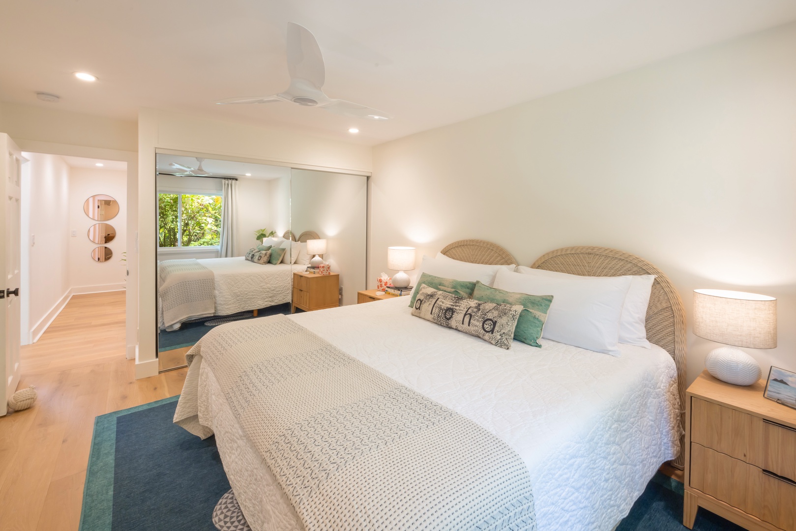 Kailua Vacation Rentals, Lanikai Ola Nani - Enjoy a cozy and restful slumber in our guest suite, where soft lighting and garden views create a calming retreat.