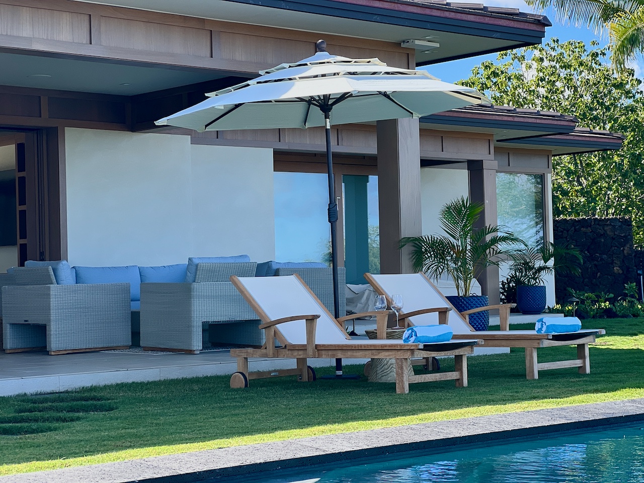 Kailua Kona Vacation Rentals, 4BR Luxury Puka Pa Estate (1201) at Four Seasons Resort at Hualalai - Luxury loungers + shaded views = Poolside perfection