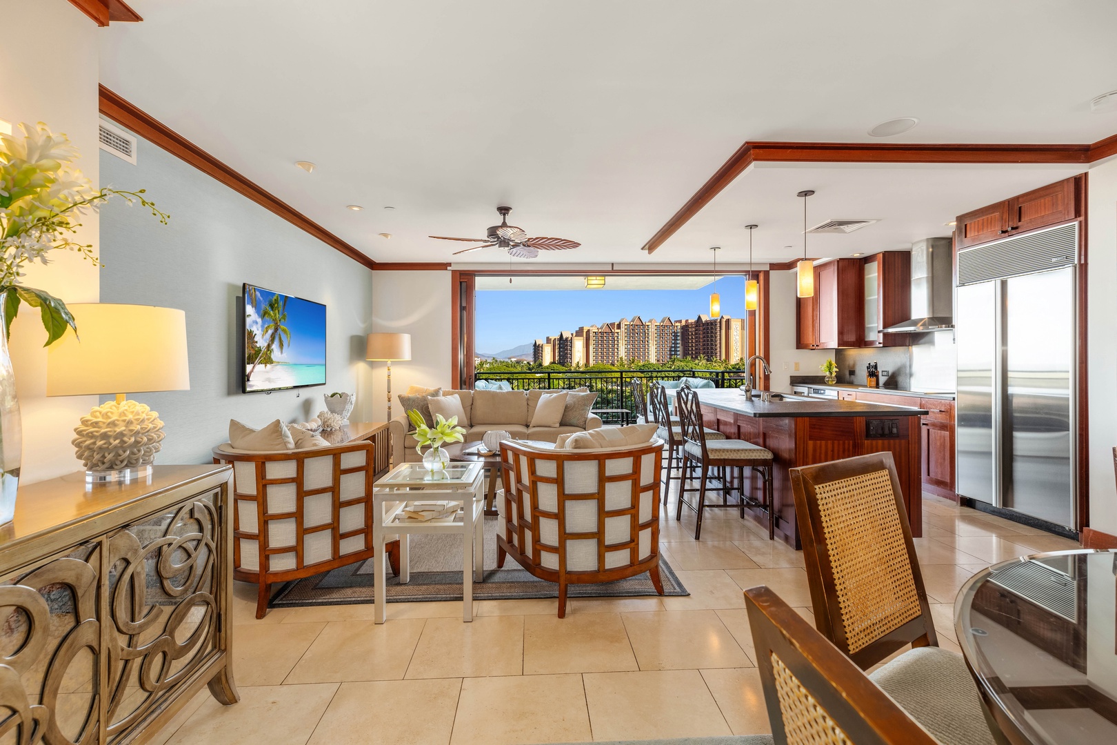 Kapolei Vacation Rentals, Ko Olina Beach Villa B604 - Open concept design blends living, dining, and kitchen areas