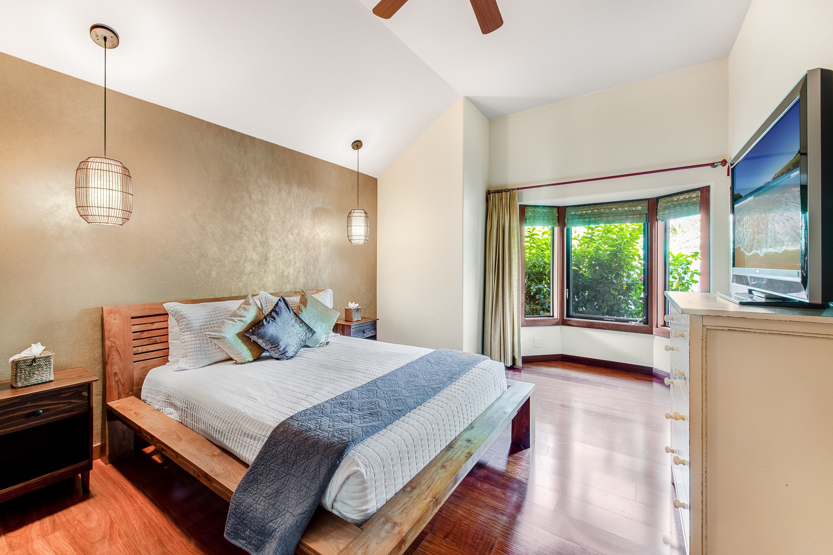 Kamuela Vacation Rentals, Olomana Hale at Kohala Ranch - This bedroom is equipped with split AC and a ceiling fan