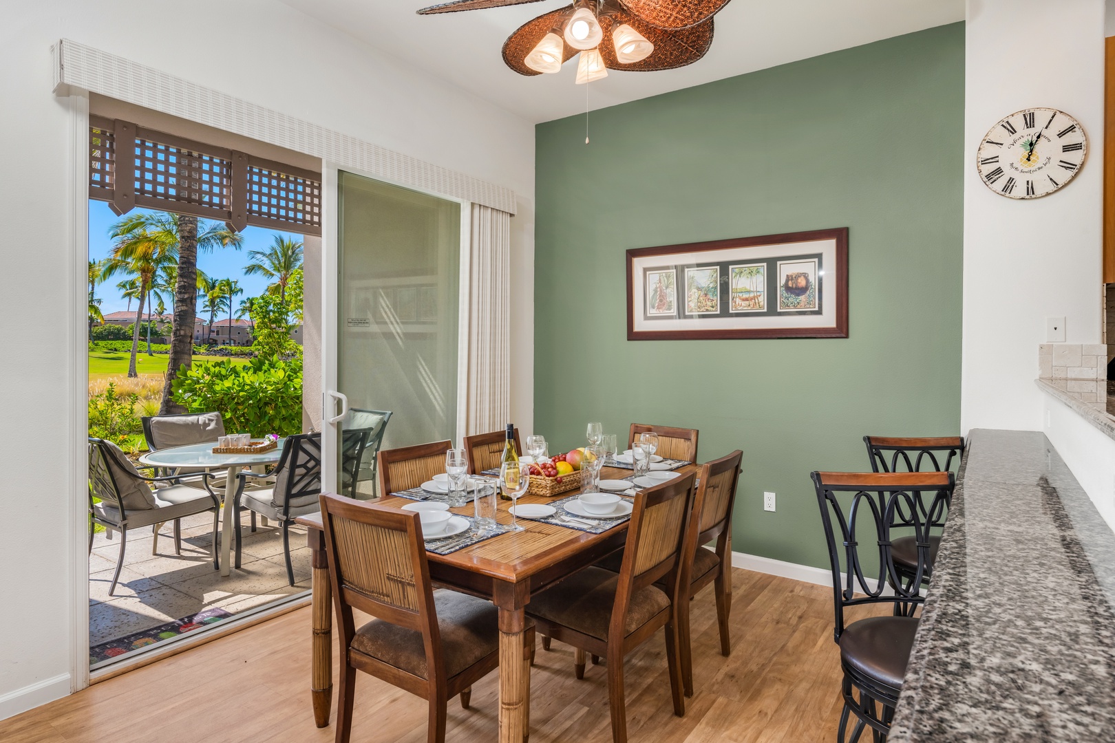 Waikoloa Vacation Rentals, Waikoloa Colony Villas 403 - Dining Room and Bar to Kitchen.