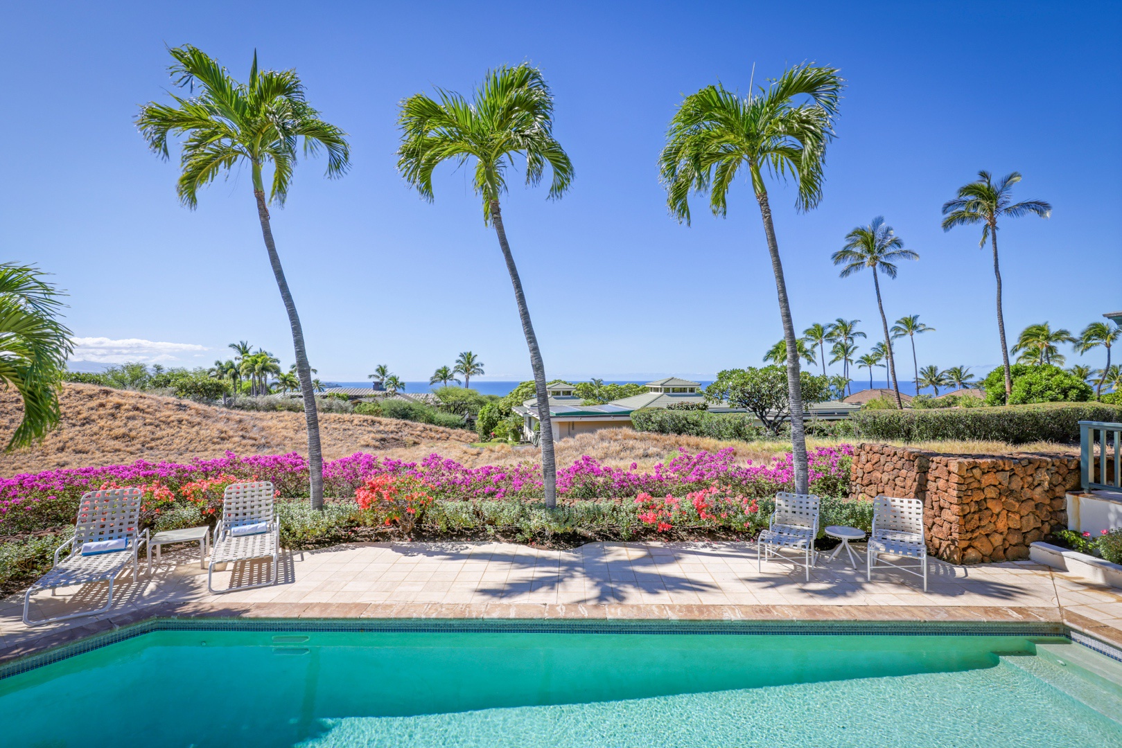 Kamuela Vacation Rentals, 4BD Fairways South Estate (29) at Mauna Kea Resort - Lounge in true tropical luxury by the private pool naturally warmed by the sun.