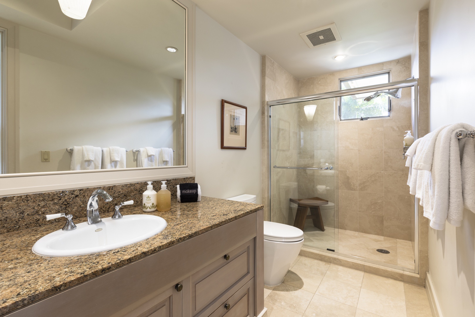 Kailua Kona Vacation Rentals, 3BD Palm Villa (130B) at Four Seasons Resort at Hualalai - Adjacent to the third bedroom is a full bathroom with a walk-in shower