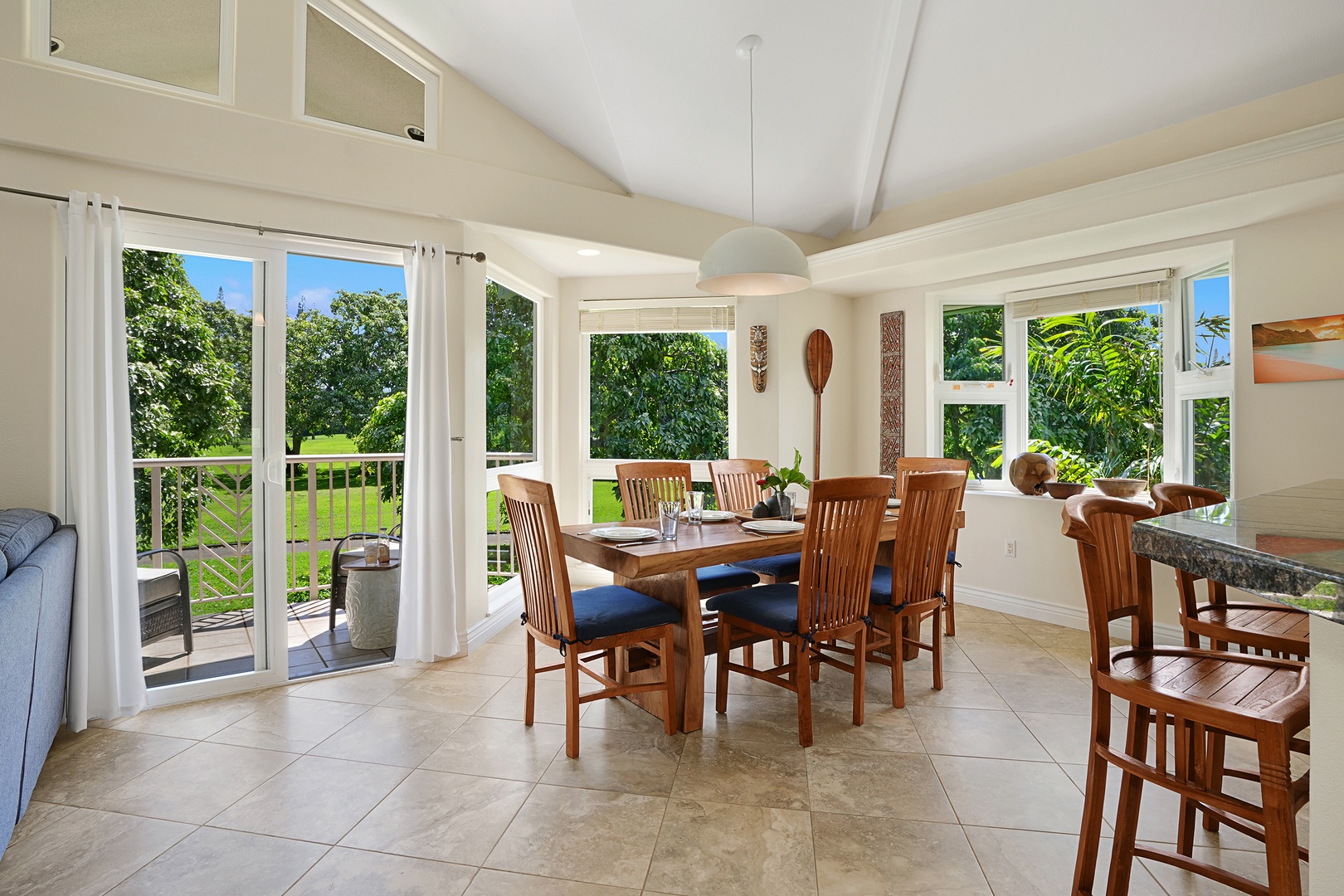 Princeville Vacation Rentals, Ku'u Lei Villa - Dining room with golf course view