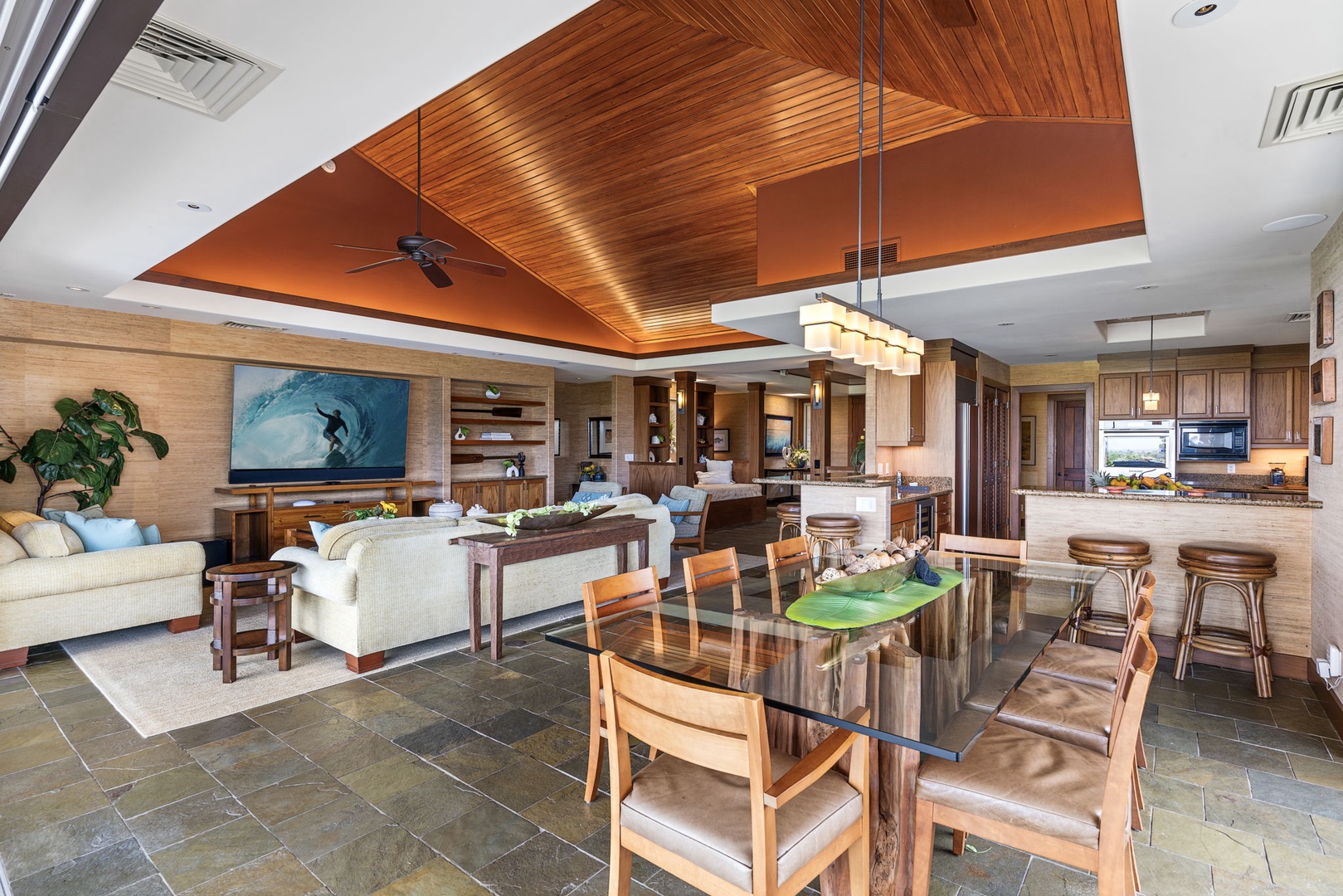 Kailua Kona Vacation Rentals, 3BD Pakui Street Estate (149) at Hualalai Resort - Breakfast at the dining table, the kitchen just an arm's reach behind you.