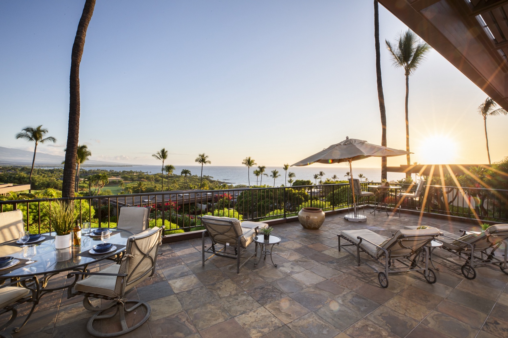 Kamuela Vacation Rentals, Mauna Kea Villas #13 - Golden hour magic on the lanai, where island skies glow with sunset hues.
